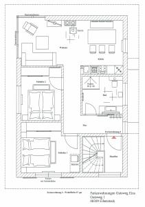 a floor plan of a house at Moderne, Niveauvoll Eingerichtete Ferienwohnung in Eibenstock +25 photos