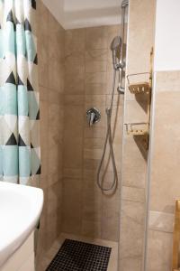 een douche met een douchekop in een badkamer bij Le St Roch 2 in Menton +40 foto's