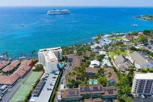 an aerial view of a city and the ocean at Kona Islander Inn#309 in Kailua-Kona
