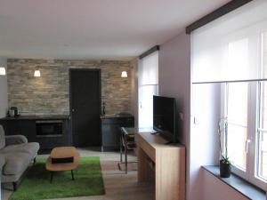 ベルフォールにあるResidence du Parcのソファとテレビのあるリビングルーム