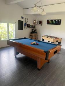 a room with a pool table in a room at BELLE VILLA 8 à 10 personnes parc du verdon in La Verdière