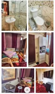 a collage of photos of a hotel room at Hotel rooms in front of Mansoura University in Mansoura