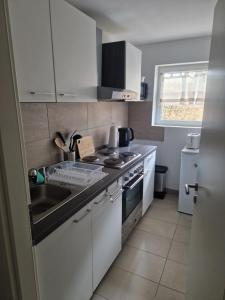 Kuchyň nebo kuchyňský kout v ubytování Ferienwohnung am Waldrand