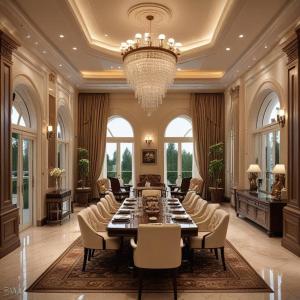 a large dining room with a large table and chairs at Mi casa Alferez in Campo Reynosa