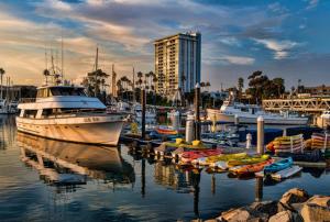 a group of boats docked in a marina at Oceanview Oasis W Hot Tub 15-min Walk To Beach in Oceanside