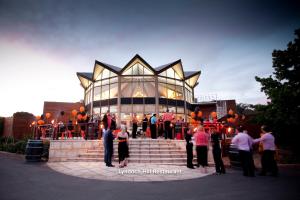 a group of people standing in front of a building at Lyndoch Hill in Lyndoch