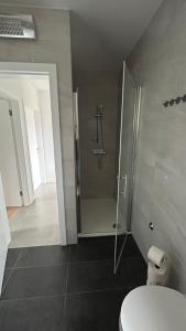 a bathroom with a shower and a toilet at Apartment MAESTRAL Nin in Nin