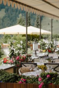 A garden outside Gstaad Palace