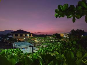 a view of a house with a garden at night at Calishores Beachfront Resort in Morong +21 photos