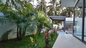 a house with a palm tree in front of a yard at Villa Petra in Nathon Bay