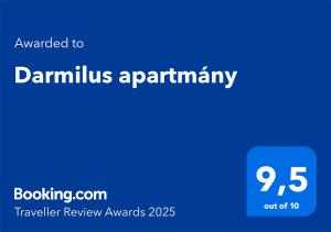 Darmilus apartmány tanúsítványa, márkajelzése vagy díja