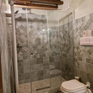 a bathroom with a shower with a toilet at La Casa Di Bice in Asciano +15 photos