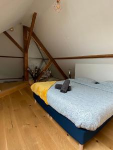 a bedroom with a bed in a attic at "LE COCON" en HYPERCENTRE PARKING GRATUIT in Amiens