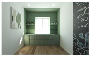 a living room with a window and a shelf at B&B Ciocca II in Campobasso