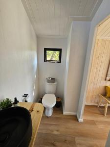 ein Badezimmer mit Toilette und Fenster in der Unterkunft Fish Eagle River Camp in Vosburg