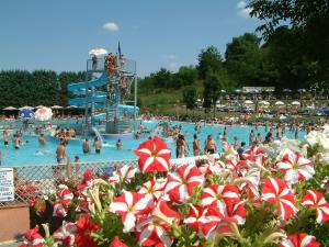 a group of people in a swimming pool at Hotel Miravalle 2000 in Lizzano in Belvedere