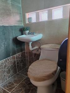 ein Badezimmer mit Toilette und Waschbecken in der Unterkunft Beautiful apartment near the Guadalupe walkway in San Cristóbal de las Casas