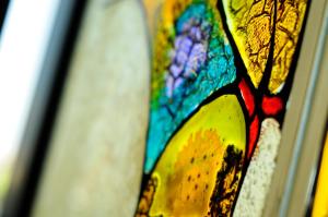 a close up of a stained glass window at Hotel Diplomat Palace in Rimini