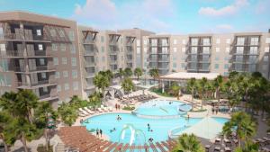 an architectural rendering of a pool at a resort at Holiday Inn Club Vacations Myrtle Beach Oceanfront in Myrtle Beach