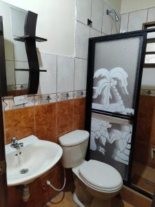 Koupelna v ubytování Hostería Tiopullo