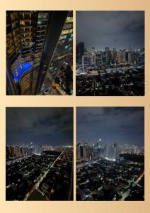 un grupo de cuatro fotos de una ciudad por la noche en Gramercy Residences Holiday Luxury, en Manila