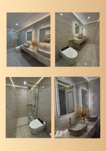 un collage de cuatro fotos de un baño en Gramercy Residences Holiday Luxury, en Manila