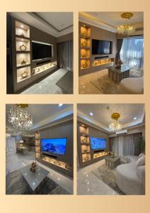 un collage de cuatro fotos de una sala de estar en Gramercy Residences Holiday Luxury, en Manila