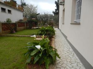 a courtyard with some plants and a building at Apartments Hortensia in Pula
