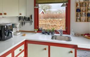 un bancone della cucina con lavandino e finestra di 2 Bedroom Cozy Home In Frederiksværk a Frederiksværk