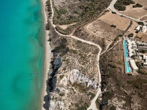 an aerial view of the beach and the ocean at Hotel Milos Sea Resort in Adamantas