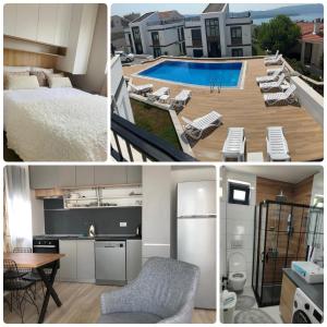 Kuchyň nebo kuchyňský kout v ubytování Tivat Terrace Suites