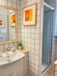 un baño con lavabo y ducha en Urban Oasis in Rome, en Roma