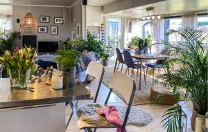 2 Bedroom Gorgeous Home In Sölvesborg的电视和/或娱乐中心