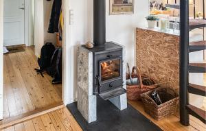 a fireplace in a living room with a stove at 3 Bedroom Amazing Home In Højby in Højby