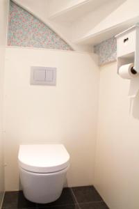ein Bad mit einem weißen WC in einem Zimmer in der Unterkunft Apartment Boven Jan 572 in Den Helder