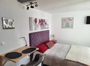 Postel nebo postele na pokoji v ubytování Studio charmant à Valff avec jardin privé - 20 m²