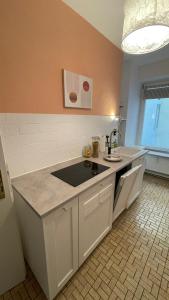 uma cozinha com pia e bancada em Apartment BA123 em Hamburgo