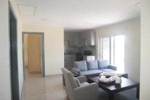 菲利普斯堡Panoramic Ocean View Flat-St Maarten的带沙发和桌子的客厅