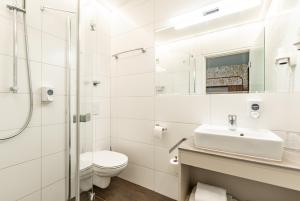 Koupelna v ubytování Hotel Lokomotive