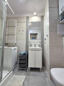 a bathroom with a sink and a toilet and a tub at Elegant & Cosy in Wrocław +11 photos