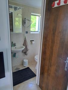a bathroom with a sink and a toilet at Apartman Sweet Home in Palit +15 photos