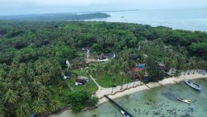 an aerial view of a resort on a beach at Arys Lagoon Bungalow & Hotel in Karimunjawa