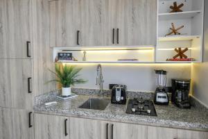 a kitchen with a sink and a counter top at 504 New, Fantastic Rooftop with Private Jacuzzi in La Laguna