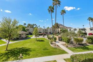 a park with palm trees and buildings at Camelback 446 at Fashion Square in Scottsdale