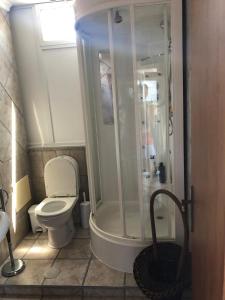 un bagno con doccia e WC di Apartamento na Praia da Vagueira a Vagos Altre 6 foto