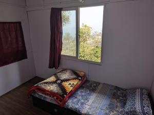 图利凯尔Hasera Organic Farmstay: Farm to Table & Mountain View的一间有床和窗户的小卧室