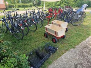 a bunch of bikes parked next to each other at Pension Stechlinsee in Neuglobsow