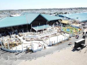 an aerial view of a water park with a building at Valeria - Gold 3 bedroom with Garden and Parking - Seal Bay in Selsey