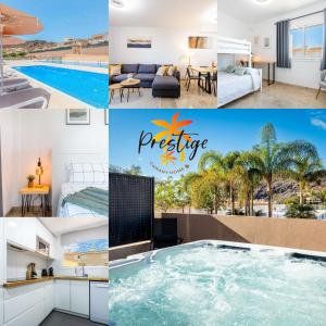 a collage of photos of a hotel with a swimming pool at Townhouse Playa Negra in Puerto de Santiago