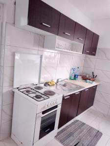 Kuchyň nebo kuchyňský kout v ubytování Apartmani Amina